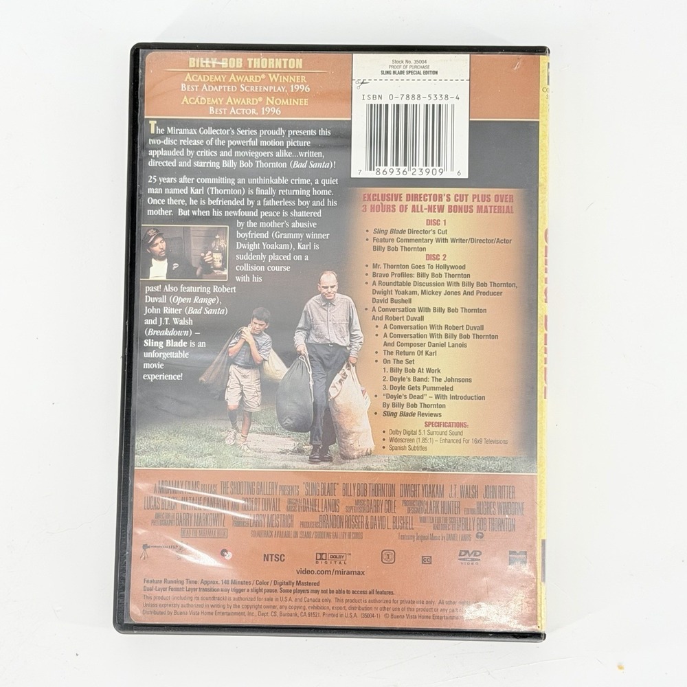 Sling Blade DVD Deluxe Edition 2 Disc Director's Cut Billy Bob Thornton - Picture 2 of 6